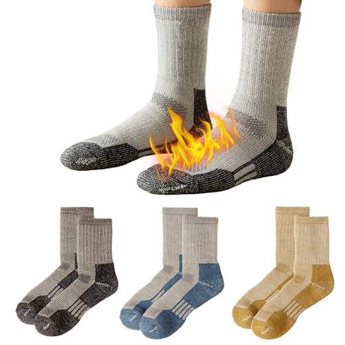 Caudblor 3 Paar Merino Socken Wintersocken Herren Damen Wandersocken Sport Socken für Skifahren, Trekking, Wandern 41-46 von Caudblor