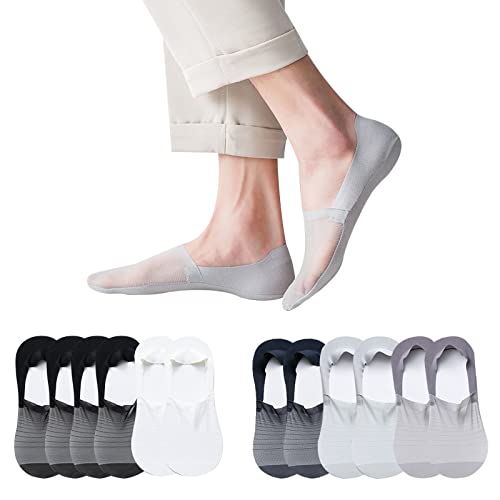 Caudblor 6 Paar Sneakers Socken Sportsocken Damen Herren Füßlinge No Show Baumwolle Unsichtbare Socken mit Rutschfest Silikon Schwarz Nude Grau 36-39 40-43 von Caudblor