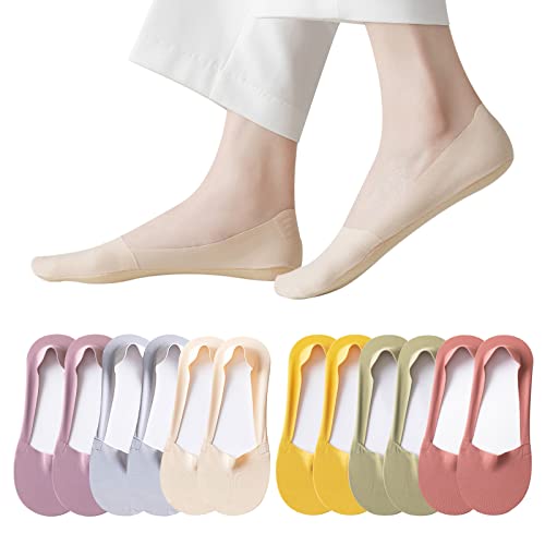 Caudblor 6 Paar Sneakers Socken Sportsocken Damen Herren Füßlinge No Show Baumwolle Unsichtbare Socken mit Rutschfest Silikon Schwarz Nude Grau 36-39 40-43 44-47 von Caudblor