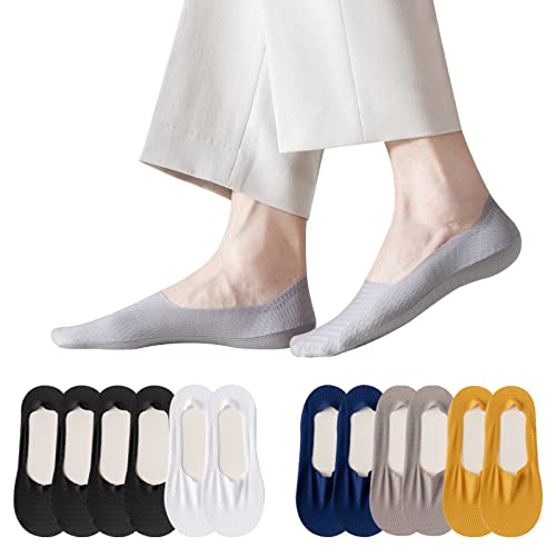 Caudblor 6 Paar Sneakers Socken Sportsocken Damen Herren Füßlinge No Show Baumwolle Unsichtbare Socken mit Rutschfest Silikon Schwarz Nude Grau 36-39 40-43 44-47 von Caudblor