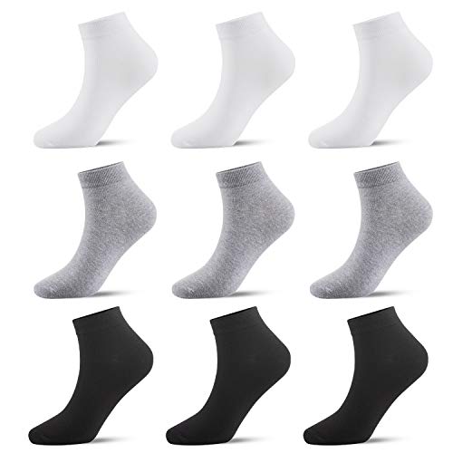 Caudblor 9 Paar Sneaker Socken Damen Herren Halbsocken Sportsocken baumwollsocken kurzsocken Unisex 37-41/39-45 von Caudblor