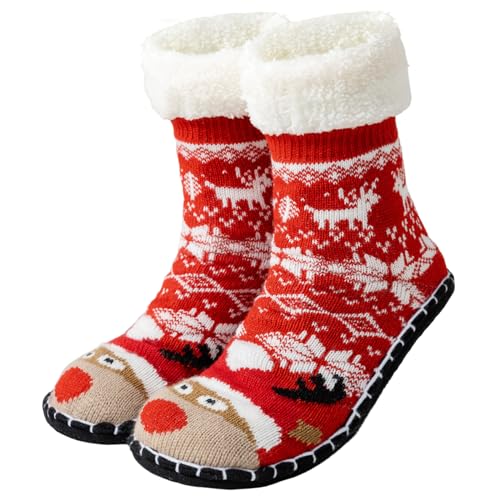 Caudblor Damen Kuschelsocken Anti Rutsch Stoppersocken Warme Dicke Wintersocken Hüttensocken Geschenk Weihnachtssocken für Zuhaus 36-40 von Caudblor