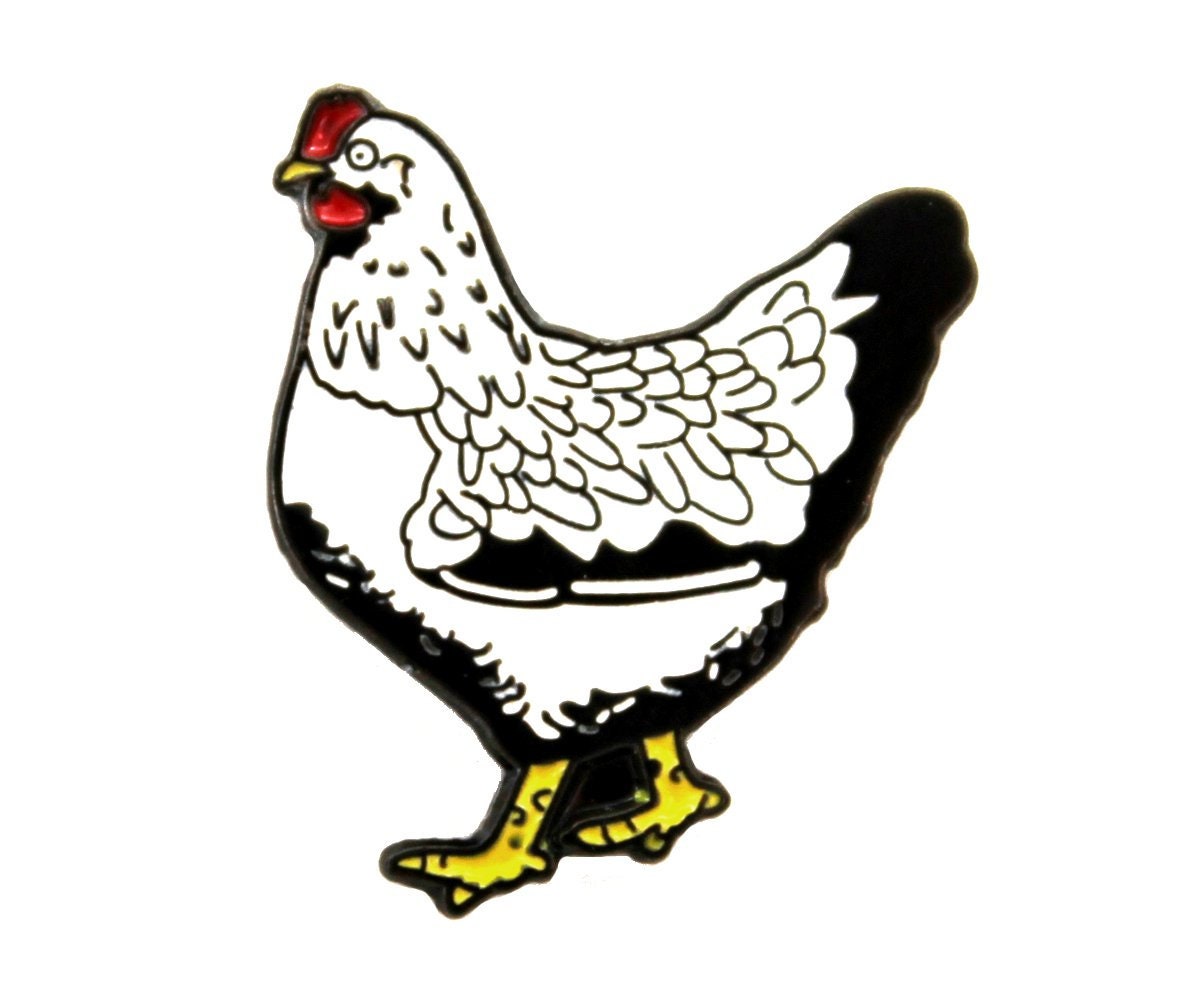Silber-Geschnürt Wyandotte Huhn Pin, Hinterhof Hühner Emaille Urban Farmer, Soft Weiß Henne Schmuck Brosche Bauernhof Tier, Kleines Geschenk von CausticThreads