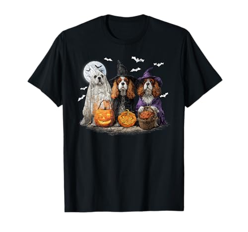Cavalier King Charles Spaniel Halloween-Hunde für Herren und Damen T-Shirt von Cavalier King Charles Spaniel Dog Happy Halloween