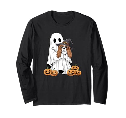 Ghost Cavalier King Charles Spaniel Halloween Herren Damen Langarmshirt von Cavalier King Charles Spaniel Lover Cute Halloween