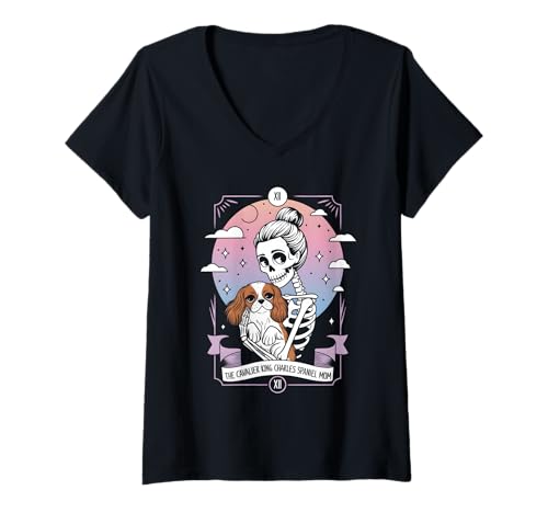 Damen Die Mutter von Cavalier King Charles Spaniel T-Shirt mit V-Ausschnitt Damen Die Mutter von Cavalier King Charles Spaniel T-Shirt mit V-Ausschnitt von Cavalier King Charles Spaniel Mama Tarot