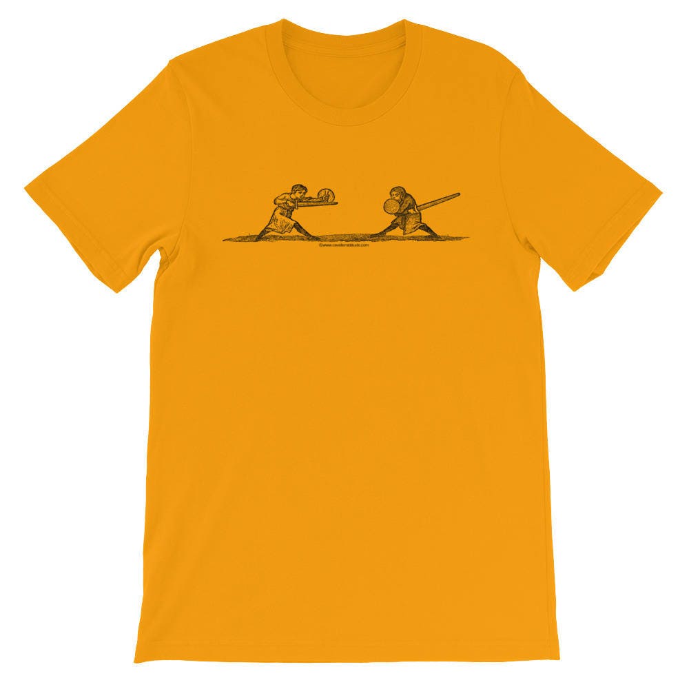Frühes Schwert Und Buckler Unisex-Kurzarm-T-Shirt | Helle Farbe Frühes Schwert Und Buckler Unisex-Kurzarm-T-Shirt | Helle Farbe von CavalierAttitude