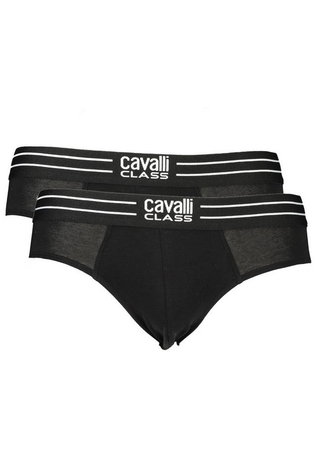 Cavalli Class Boxershorts Doppelpack Herren-Slips: Schwarz mit Elastikbund & Print-Design von Cavalli Class