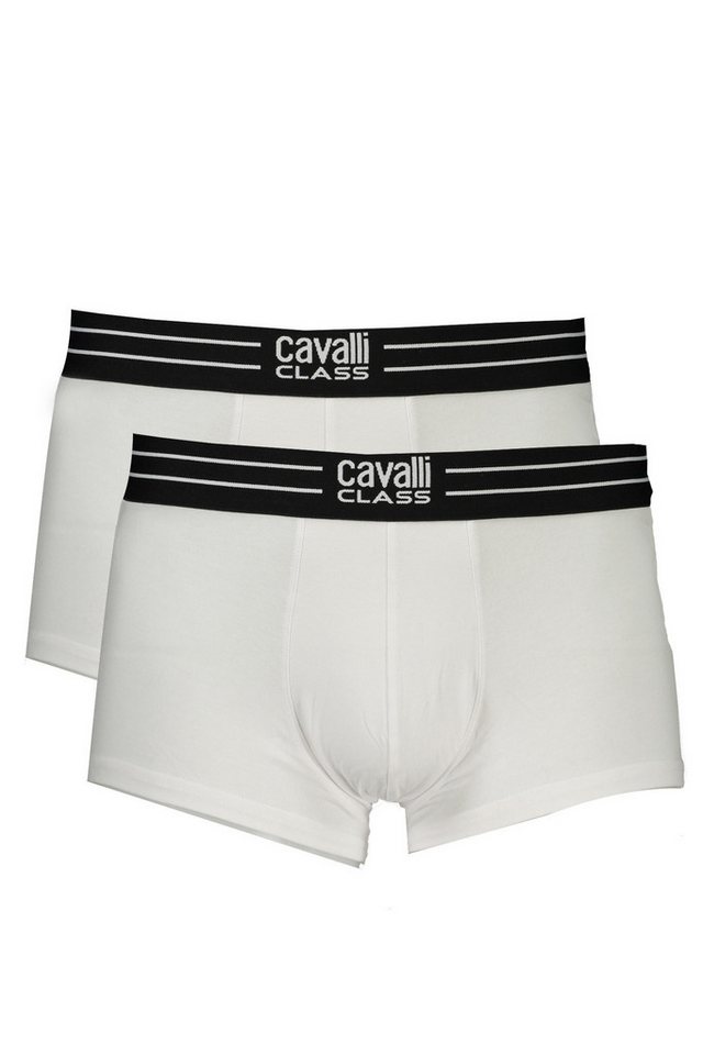 Cavalli Class Boxershorts Herren Boxer Doppelpacks: Weiße Unterhosen mit auffälligem Druck von Cavalli Class