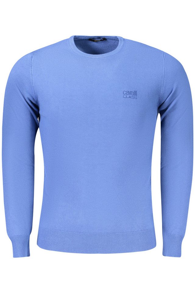 Cavalli Class Strickpullover Eleganter Herrenpullover in Blau mit Stickerei und Rundhalsausschnitt von Cavalli Class