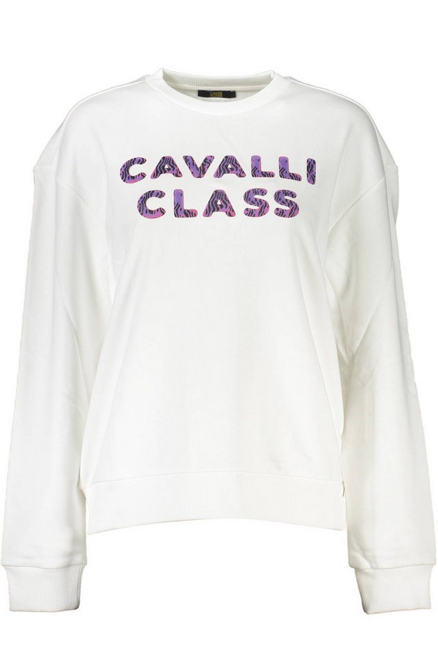 Cavalli Class Sweatshirt Eleganter Damenpullover in Weiß mit Print und von Cavalli Class