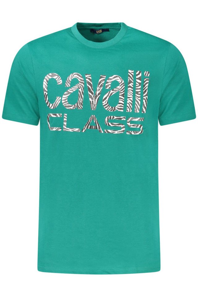 Cavalli Class T-Shirt Grünes Herren T-Shirt mit Logo-Print und von Cavalli Class