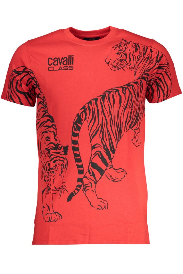 Cavalli Class T-Shirt Stylisches Herren Kurzarm-T-Shirt in Rot mit Print von Cavalli Class