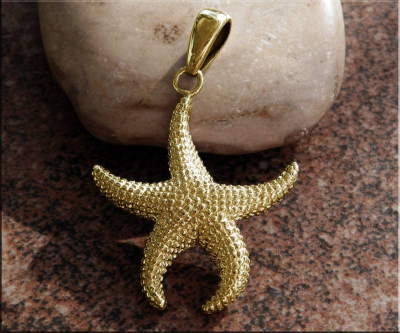 Erstaunlicher Fester 14K Gold Nautical Marine Ocean Life 3D Seestern Anhänger von CavalliCollection