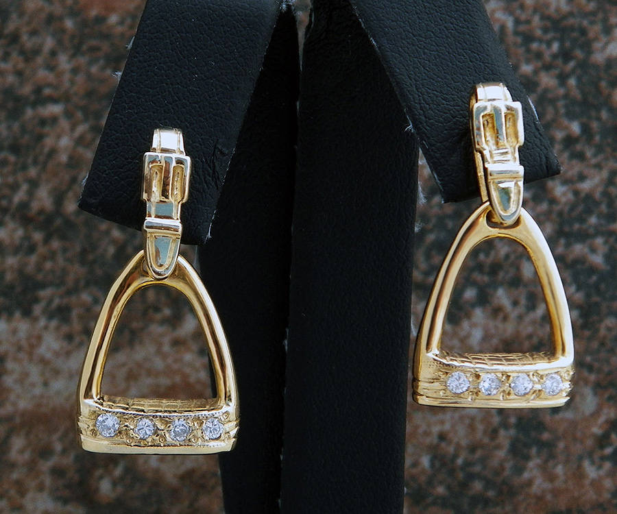 Solide 14K Gold 0.24Ctw Vs Diamonds Reitpferde Steigbügel Ohrringe Solide 14K Gold 0.24Ctw Vs Diamonds Reitpferde Steigbügel Ohrringe von CavalliCollection