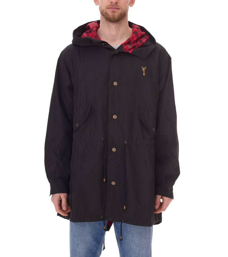 Cavallo de Ferro Herren Parka Herbst-Jacke mit Kapuze Übergangs-Jacke CSJA002 Schwarz von Cavallo de Ferro