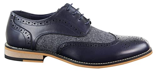 Cavani Marineblaue Leder Tweed Klassik Oxford Business Brogue Schnürschuhe für Herren 10 Cavani Marineblaue Leder Tweed Klassik Oxford Business Brogue Schnürschuhe für Herren 10 von Cavani