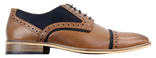 House Of Cavani Klassische Oxford Brogue Schuhe mit Schnürsenkeln für Herren aus Braunem Leder und Marineblauem Wildleder 8 von Cavani