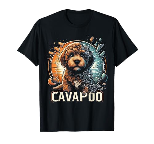 Cavapoo Cockapoo Glasscherbenes Design für Männer und Frauen T-Shirt Cavapoo Cockapoo Glasscherbenes Design für Männer und Frauen T-Shirt von Cavapoo Cockapoo Poodle Gifts for Men Women