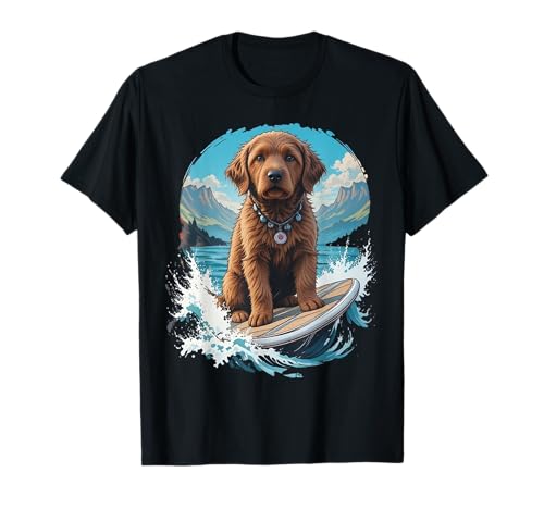 Cavapoo Wave Lustiges Surfbrett Hund Surfen Cavapoo Mama Papa T-Shirt von Cavapoo Dog Cavalier King Charles and Poodle dog