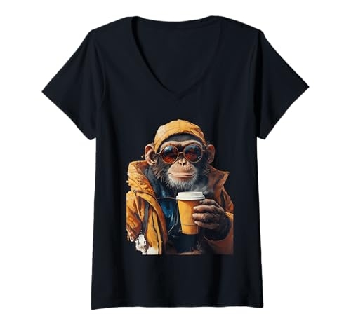Damen Kaffee T-Shirt mit V-Ausschnitt Damen Kaffee T-Shirt mit V-Ausschnitt von Caveproject