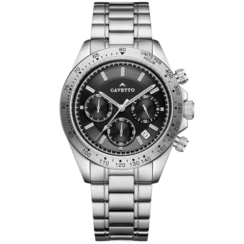Cavetto Chronograph – Uhr Chronograph 42mm – Sportliche Handuhr mit Stoppfunktion – Armbanduhr Edelstahl – Für Männer mit Drive Cavetto Chronograph – Uhr Chronograph 42mm – Sportliche Handuhr mit Stoppfunktion – Armbanduhr Edelstahl – Für Männer mit Drive von Cavetto