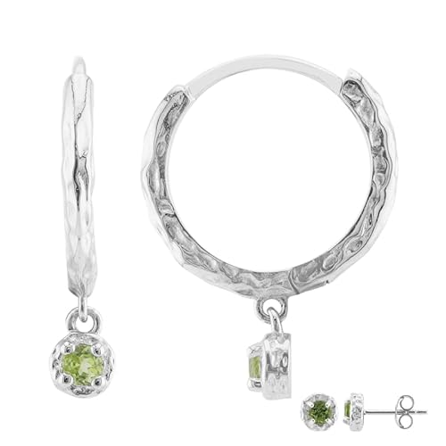 Cavill 925er Sterling Silber Creolen Ohrringe mit 0,62 ct burmesischem Peridot aus Myanmar, rund geschliffen in modernem Design, frisches Grün, 21 mm Ø von Cavill