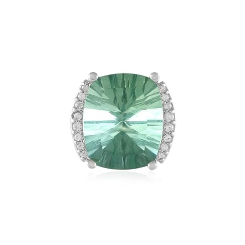 Cavill 925er Sterlingsilber Anhänger mit grünem Fluorit 5,76 ct, antiker Konkavschliff, Zirkonbesatz Damen Silberanhänger elegant kissenförmig 12x13 mm Cavill 925er Sterlingsilber Anhänger mit grünem Fluorit 5,76 ct, antiker Konkavschliff, Zirkonbesatz Damen Silberanhänger elegant kissenförmig 12x13 mm von Cavill