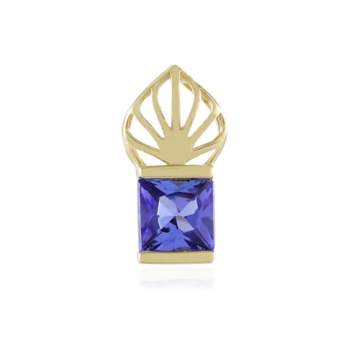 Cavill AAA Tansanit Goldanhänger 9K Gelbgold 0,585ct Prinzessschliff Blauviolett moderner geometrischer Schmuckanhänger aus Tansania 13x6mm elegant und zeitlos von Cavill