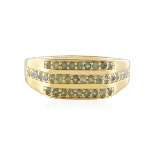 Cavill Alexandrit Ring 925 Sterling Silber vergoldet mit 36 funkelnden Rundschliff Edelsteinen 0,504 ct moderner eleganter Damen Schmuck 21x20 mm violettgrün Schimmer von Cavill