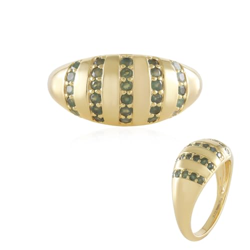 Cavill Alexandrit Silberring vergoldet mit 28 indischen Rundschliff Steinen 0,665 ct 925er Sterling Silber moderner eleganter Ring in Goldoptik 23x22 mm von Cavill