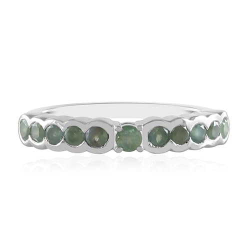 Cavill Alexandrit Ring aus 925er Sterlingsilber, 0,624 ct indische Rundschliff Edelsteine, plattiert, eleganter Damenring in Größe 17 & 18, glänzend grünlich von Cavill