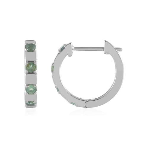 Cavill Alexandrit Silberohrringe – 8 indische Alexandrite 0,498 ct, 925er Sterling Silber platiniert, Creolen 16 mm, eleganter Rundschliff, für Damen – moderne alexandrit creolen silber von Cavill