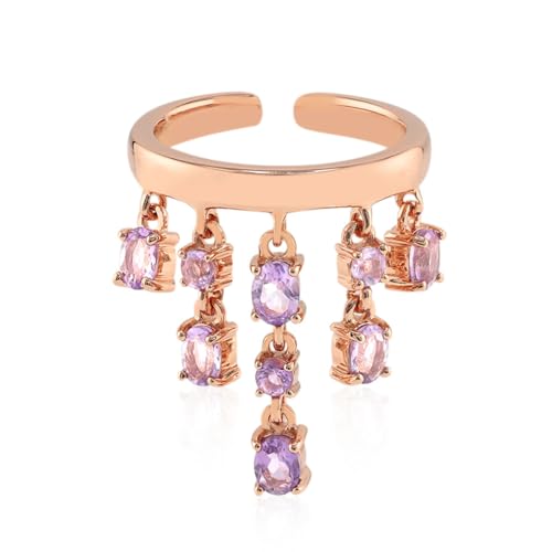 Cavill Amethyst Damenring 0,9 ct Oval- und Rundschliff Silber 925 Rosévergoldet Eleganter Statement-Ring Größe 18 Lila Edelstein Schmuck aus Brasilien Modern von Cavill