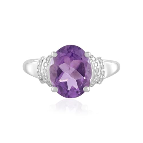 Cavill Amethyst Silberring 2,349 ct Ovalschliff Brasilien, 925 Sterlingsilber, 18 funkelnde kambodschanische Zirkone, eleganter violetter Schmuck Herren Damen von Cavill
