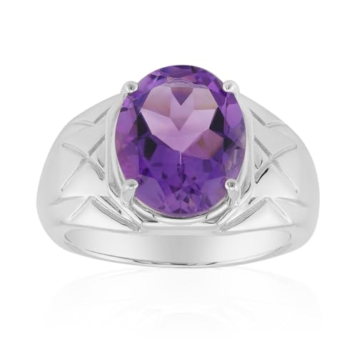 Cavill Amethyst Silberring 2,72 ct Ovalschliff aus Brasilien, 925 Sterling Silber, modernes elegantes Design, violetter Edelstein, filigrane Details, Schmuckring von Cavill