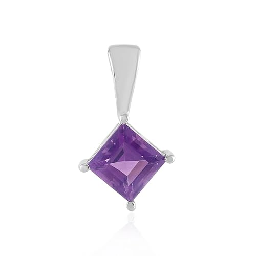 Cavill Amethyst Silber Anhänger 0,914 ct Carré Schliff Marokkanischer Amethyst, Platinierter 925er Sterling Silber, Moderner Eleganter Violetter Schmuckanhänger 17x10 mm von Cavill