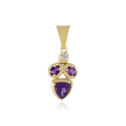 Cavill Amethyst Silberanhänger Vergoldet mit Brasilianischem Trillantschliff Amethyst 0,666 ct und Oval Amethyste, 925 Sterling Silber, Eleganter Schmuckanhänger 25x10 mm von Cavill