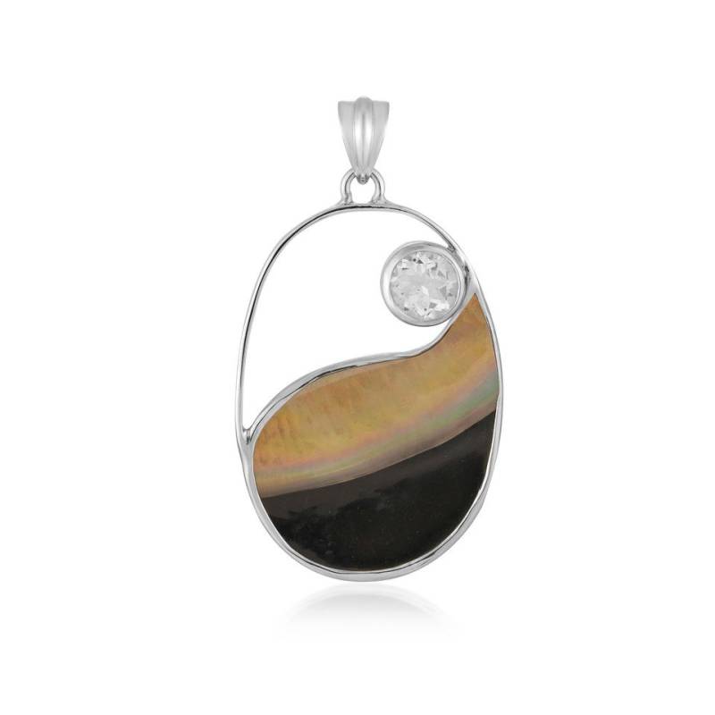 Cavill Kettenanhänger Cavill Silberanhänger Yin Yang 1,8 ct Weißer Topas Perlmutt (1-tlg) von Cavill