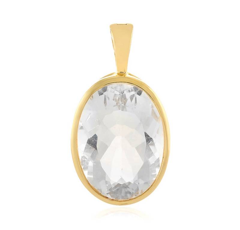 Cavill Kettenanhänger Fluorit Anhänger 14,47 ct Ovalschliff in 925er Silber goldplattiert (1-tlg) von Cavill