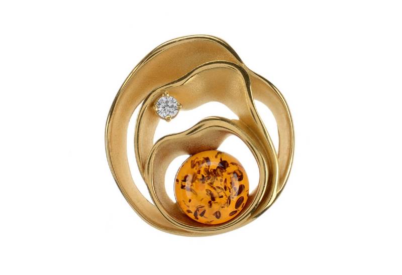 Cavill Kettenanhänger Cavill Silberanhänger vergoldet 1,7 ct Cognac-Bernstein mit Topas (1-tlg) von Cavill
