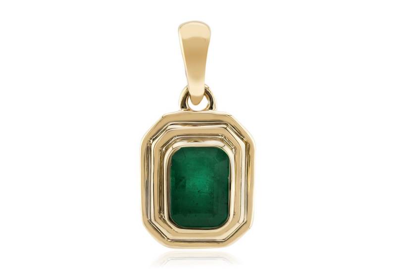 Cavill Kettenanhänger Sambia-Smaragd 0,86 ct Oktagon Treppenschliff 9K Gelbgold Grün (1-tlg) von Cavill