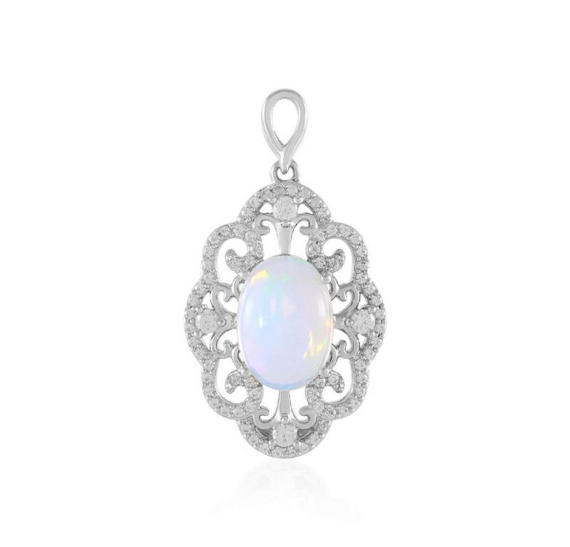 Cavill Kettenanhänger Cavill Silber-Anhänger oval platinisiert mit 3,52 ct Welo-Opal (1-tlg) von Cavill