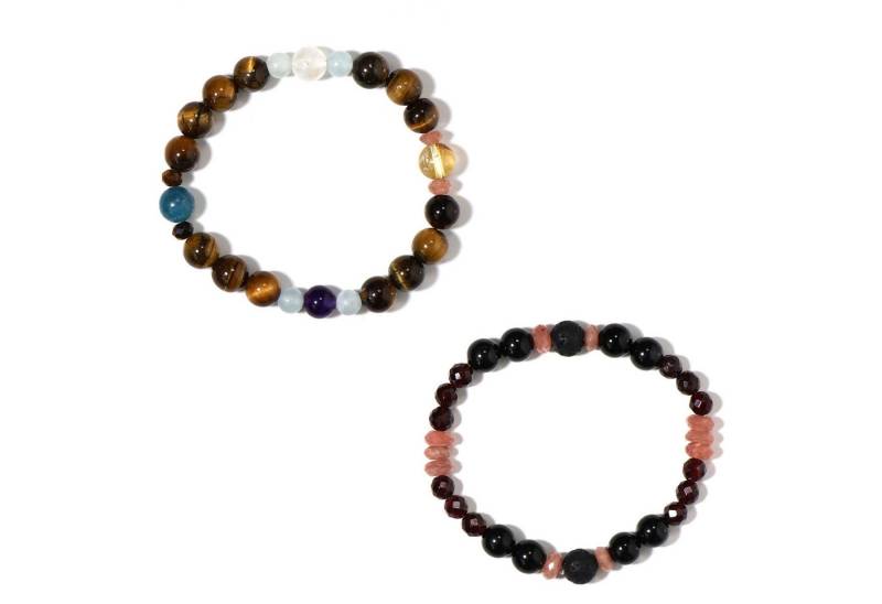 Cavill Armband Cavill Edelstein Stretcharmband Set 18 cm mit Tigerauge & Rhodochrosit (1-tlg) von Cavill