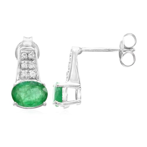 Cavill Bahia Smaragd Ohrringe 1,2 ct Ovalschliff, Silberohrringe mit 925er Sterling Silber Platin Veredelung und funkelnden Zirkonen, elegant und modern in Grün von Cavill