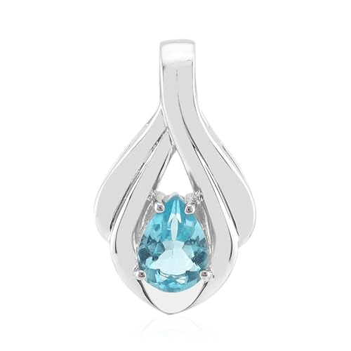 Cavill Blauer Apatit Anhänger 0,57 ct Tropfenschliff in 925er Sterling Silber, eleganter Tropfenform Schmuck aus Madagaskar, lebhaftes Blau, modisches Design 20x12 mm von Cavill