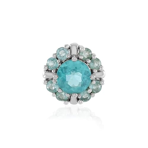 Cavill Blauer Apatit Anhänger 1,62 ct Rundschliff 925 Sterling Silber mit Platinbeschichtung - Moderner eleganter Schmuck in intensivem Blau, 12x12 mm von Cavill