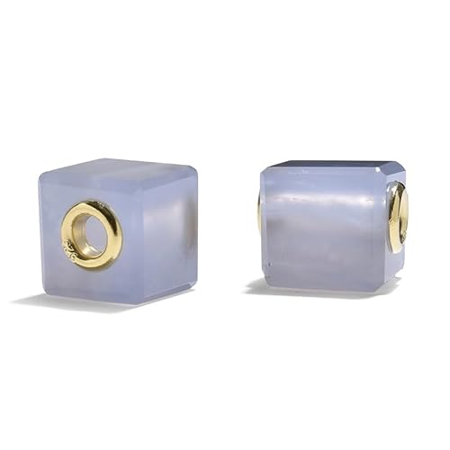 Cavill Blauer Chalzedon Anhänger 18 ct aus Namibia, Quadratischer 10 mm Edelstein, Vergoldetes 925 Sterling Silber, Moderner eleganter Schmuck für Damen und Herren von Cavill