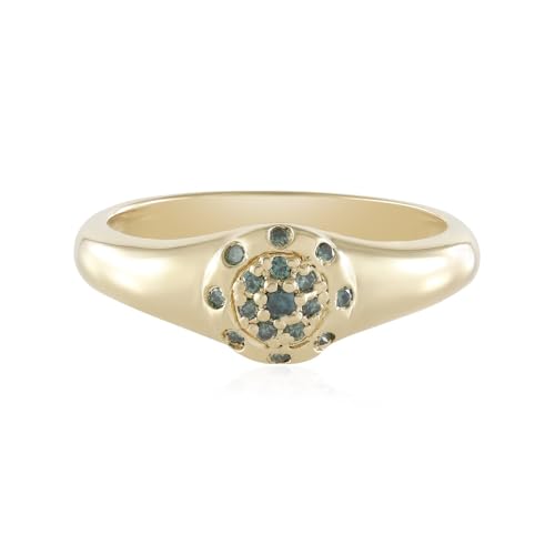 Cavill blauer Diamantring 0,158 ct Brillant-Silberring I2 runder Brillantschliff eleganter Ring mit Sternblütenmuster aus vergoldetem Sterling Silber modern und stilvoll von Cavill