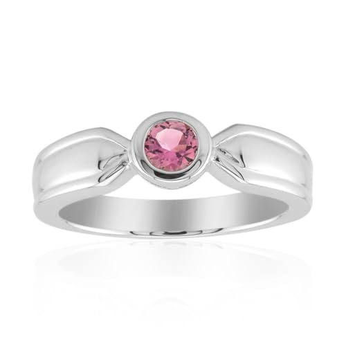 Cavill Brasilianischer Pinkfarbener Turmalin Ring 0,204 ct Rundschliff 925 Sterling Silber Damenring Modern Eleganter Runder Edelstein Schmuck Exquisit von Cavill